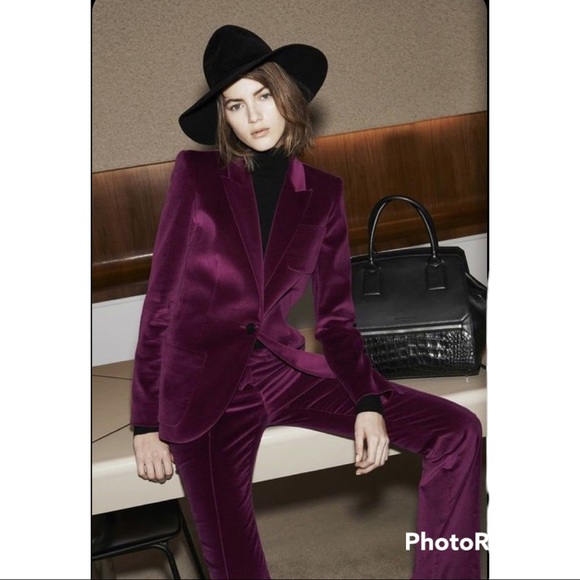 DG2 Diane Gilman Purple Velvet Bootcut Pants. - Picture 2 of 7